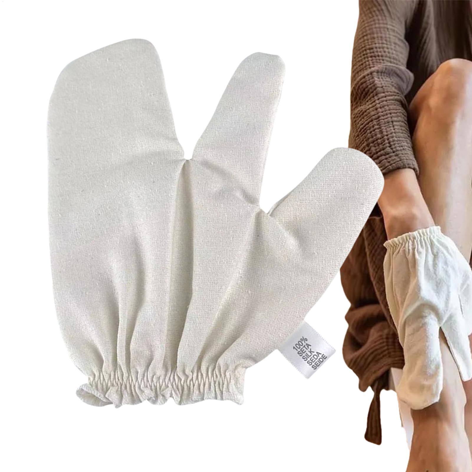 Ayurvedic & Herbal Wellness Kits - Raw Silk Garshana Gloves Ayurvedic Massaging